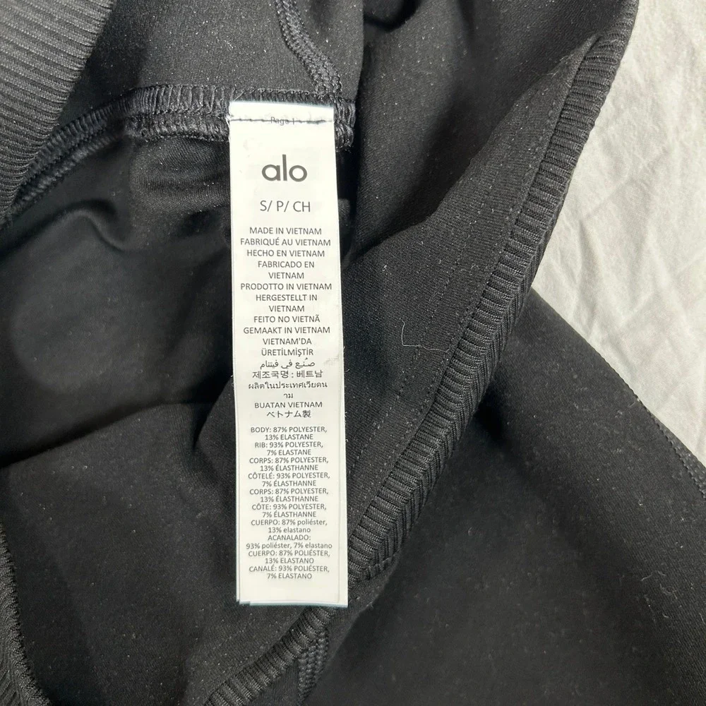 Alo Yoga Alosoft Lounge Legging Black High Waist Ribbed Cuff W5762R Small